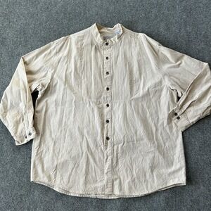 Frontier Classics Shirt Mens 2XL Tan Band Collar Western Bib Button Up